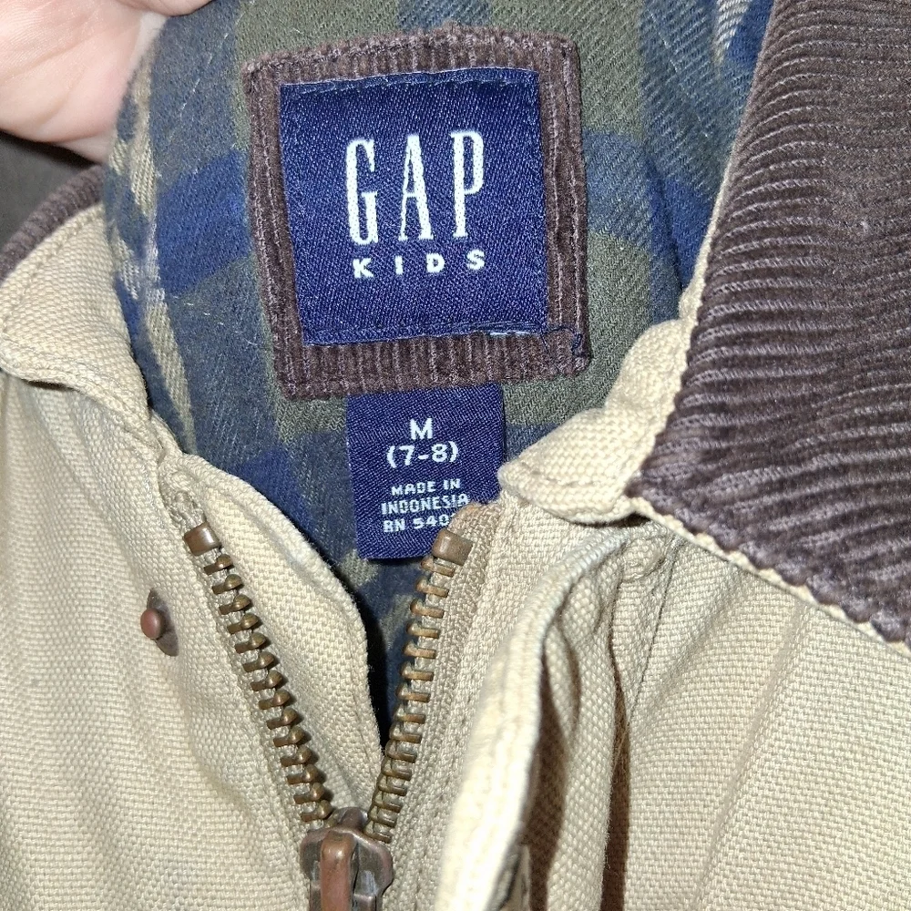 Gap Kids Little Boys Chore Barn Tan Quilted Courdoroy Collar Jacket M 7/8